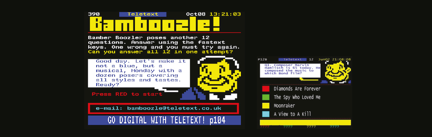 A quiz question from Bamboozle on Teletext